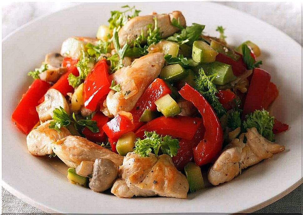 Chicken salad - with vegetables